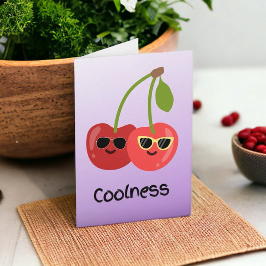 Cherries Coolness Greeting Card | Fruit Theme | Unique Card Assortment