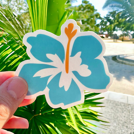 Teal Hibiscus Flower Single Sticker