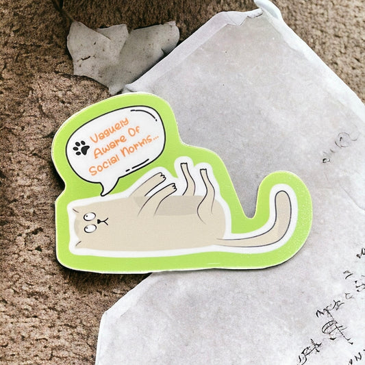 Vaguely Aware of Social Norms Cat Sticker