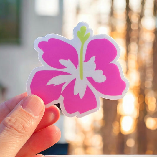 Pink Hibiscus Flower Single Sticker