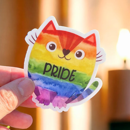 Pride Kitty Vinyl Sticker | Cat Lover Sticker | Pride Stickers | LGBTQ