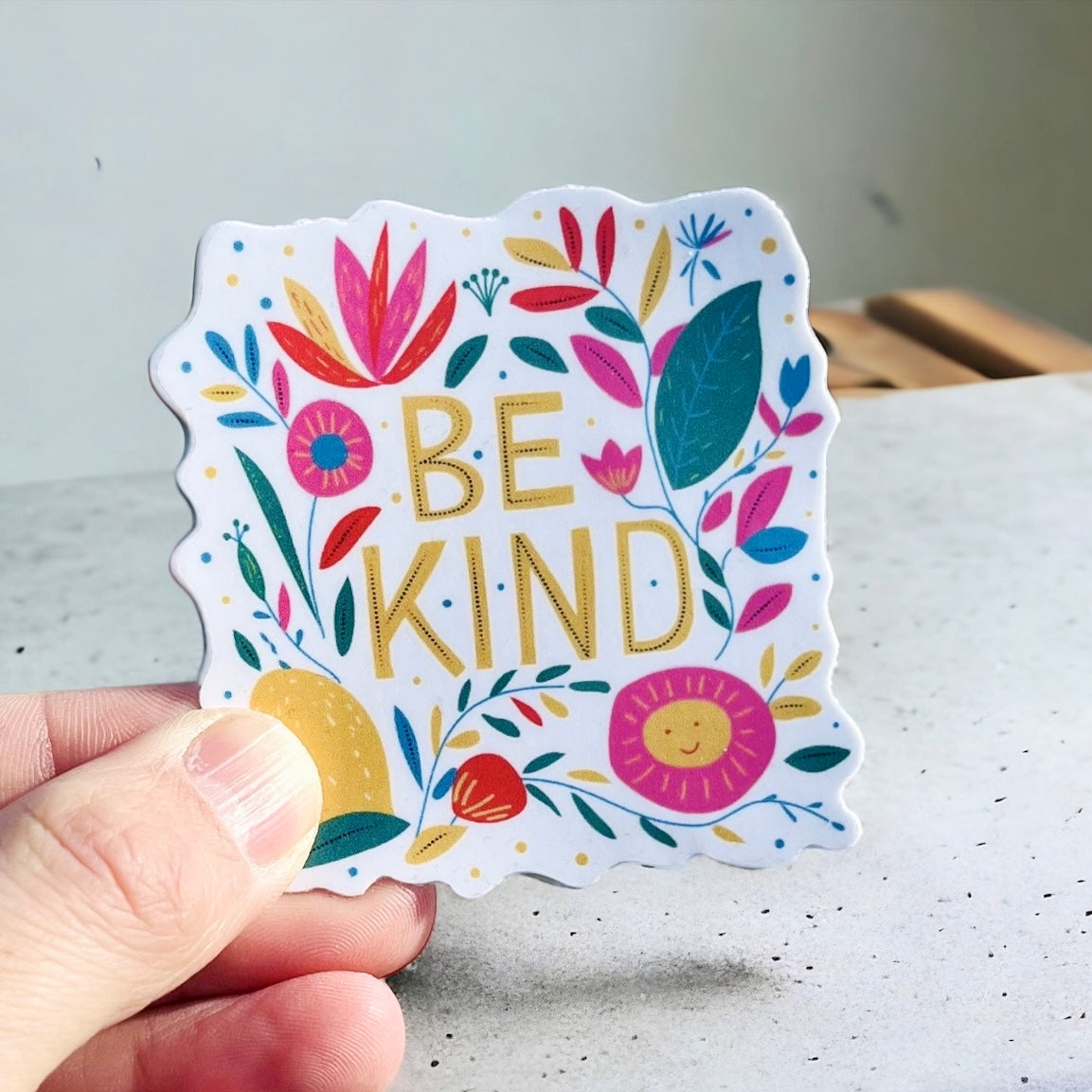 Be Kind BoHo Style Vinyl Sticker | Flowers Sticker | Quote Sticker