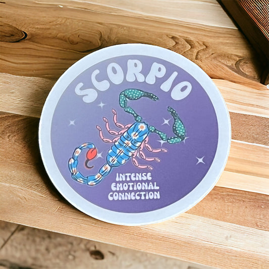 Scorpio Zodiac Sign Clear Vinyl Sticker Astrology Celestial theme