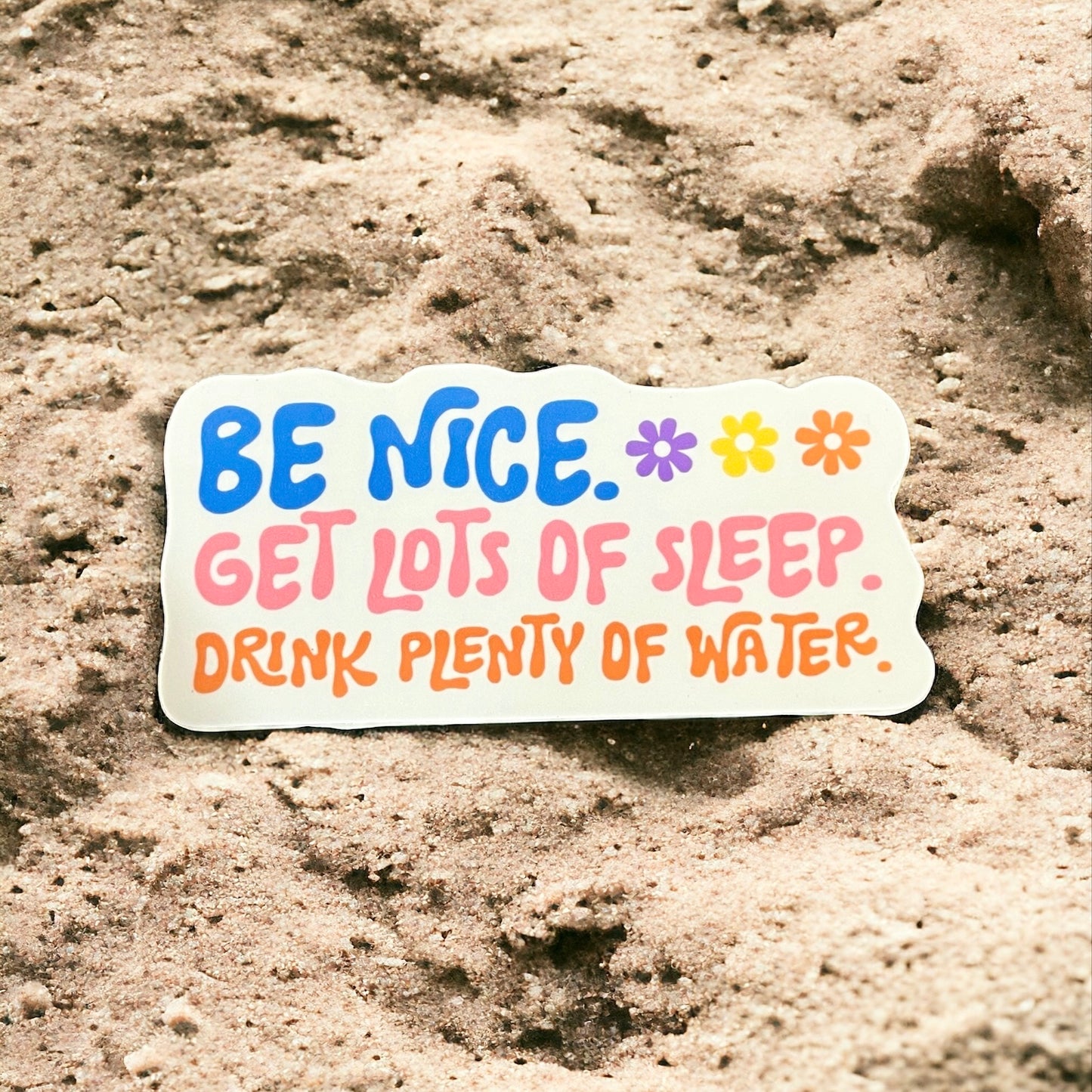 Self Care Sticker - Be Nice Get Lots Of Sleep and Drink Plenty Of Water