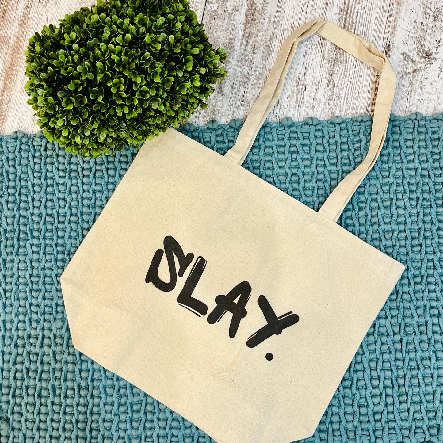 Slay Large Canvas Tote Bag