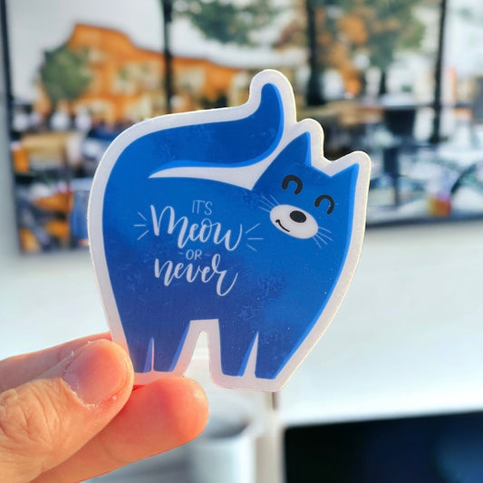 It's Meow or Never Vinyl Cat Sticker | Cat Parents | Cat Lovers | Cat Gifts