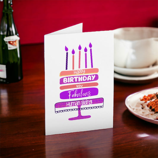 Happy Birthday You Fabulous Human Being | Birthday Card | Fun Quote | Cheerful Birthday Card