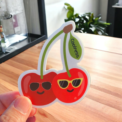 Cherries Vinyl Sticker Matte or Holographic Finish | Fruit Sticker