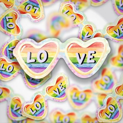 Love Sunglasses Glitter Single Sticker | PRIDE Stickers | Love is Love | Love Wins