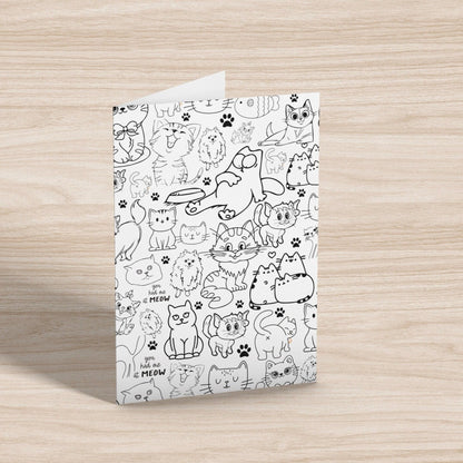 Cat Lover Coloring Card | Cat Greeting Card