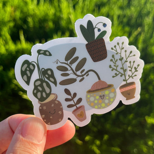 Plant Junkie Hand-Drawn Plant Sticker - The Whole Fam Damily!