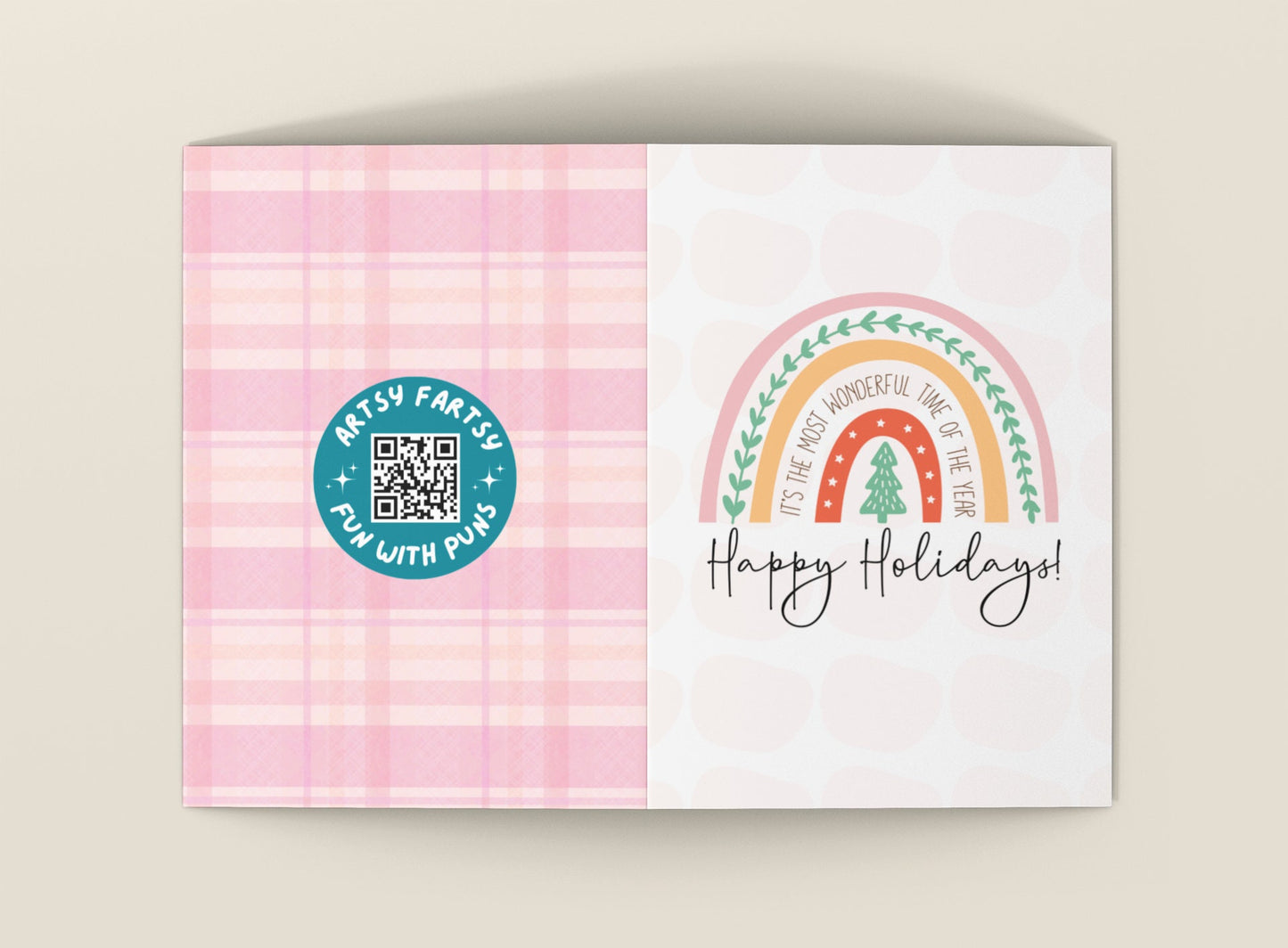 Happy Holidays Card - BoHo Rainbow Christmas Card